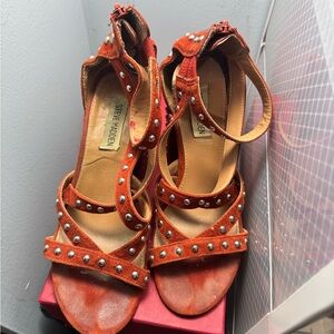 Steve Madden Orange Strappy Studded Heels